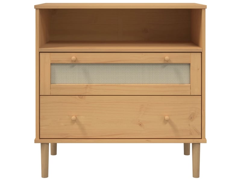  Buffet - bahut - meuble de rangement senja aspect rotin marron 80x40x80 cm bois massif de pin  - Conforama E