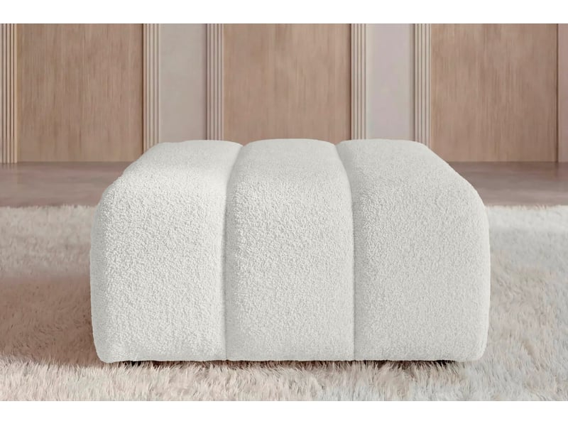 Celeste - pouf en tissu bouclette blanc 75x75x41 - Conforama E