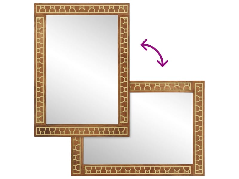  Miroir de salle de bain, miroir de toilette 50x70x2,5 cm bois de manguier massif et verre cf62479  - Conforama D
