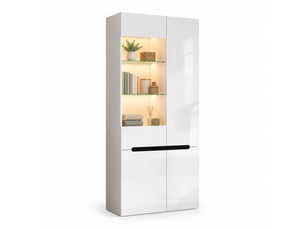 Vitrine coloris blanc 2 étagère(s) STILVORA  - 80 cmx180 cm