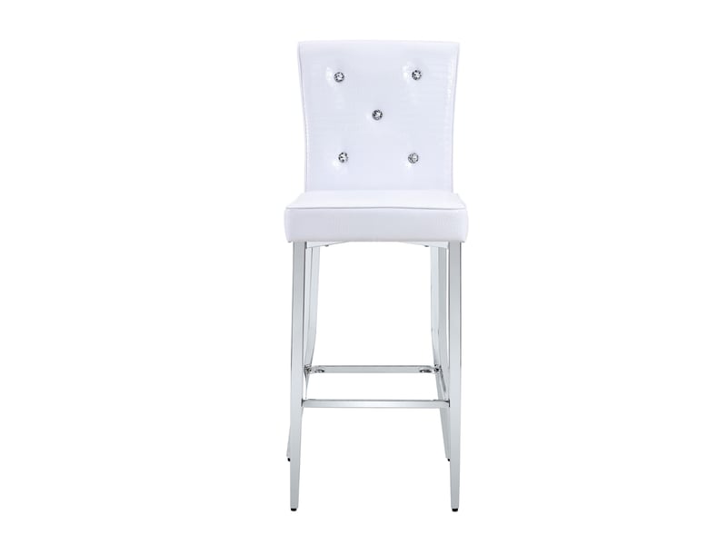 Lot de 2 tabourets de bar 44.4x40.6x114.3cm – avec dossier capitonnant de cristaux et repose-pieds – effet cuir crocodile - blanc - Conforama A