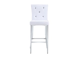 Lot de 2 tabourets de bar 44.4x40.6x114.3cm – avec dossier capitonnant de cristaux et repose-pieds – effet cuir crocodile - blanc