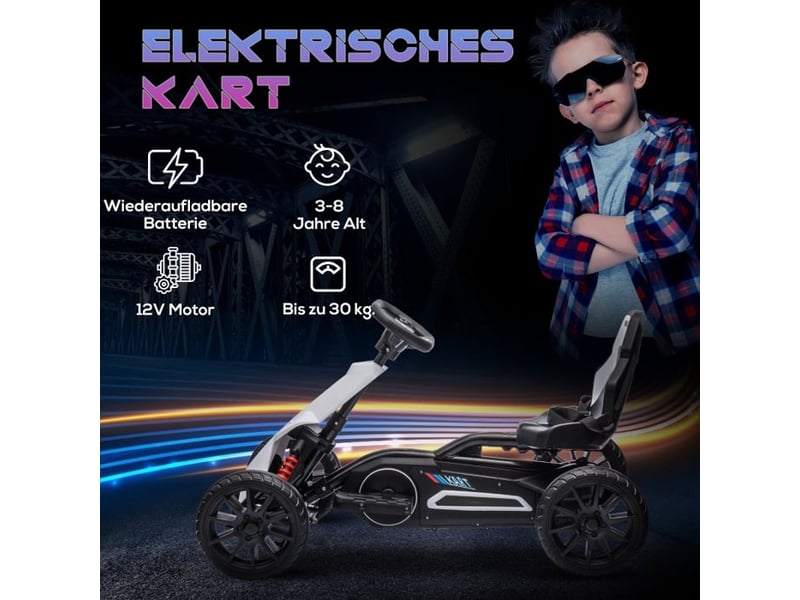  Kart électrique pour enfants - modèle blanc - 12 v - vitesse réglable 3-5 kmh - sécurité renforcée YJP-T3323P356521 - Conforama B