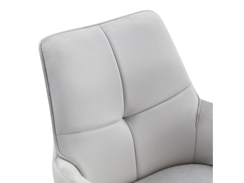  Lot de 2 chaise pivotante 360°, chaise de salle à manger, dossier confort, accoudoirs, métal, tissu, gris clair+noir  - Conforama E