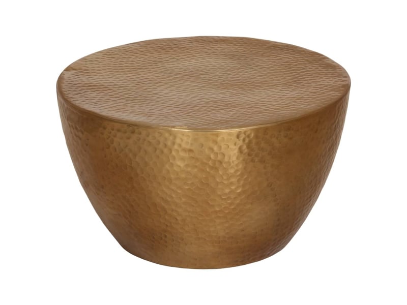  Table basse - table de salon - table à thé martelée en aluminium ø 50x30 cm laiton  - Conforama B