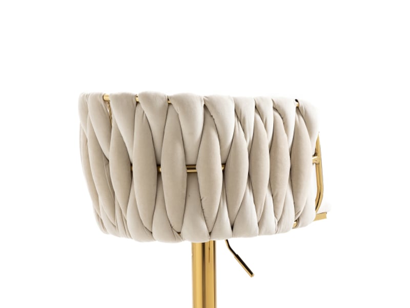  Lot de 2 chaises de bar rotative à 360° et réglable en hauteur avec repose-pied, velours, beige  - Conforama D