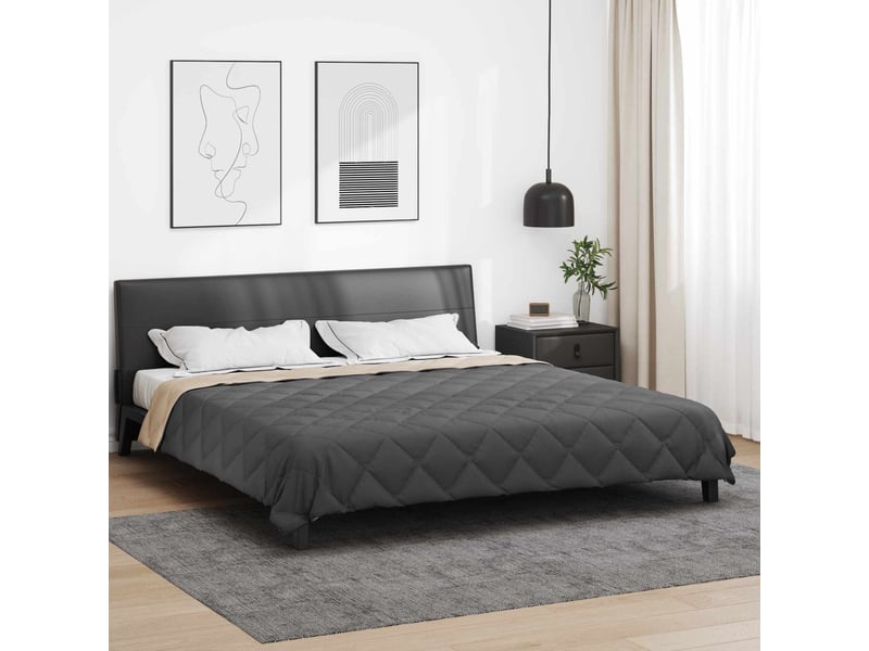 Duvet - couette d'été simple 220 x 200 cm été 200 gsm anthracite et taupe  - Conforama B