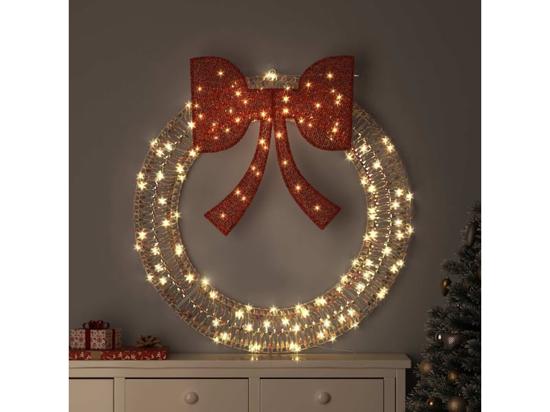 Couronne de noël, décoration de noël blanc chaud 120 x 120 x 10 cm pet 150 led cf61764 - Conforama B
