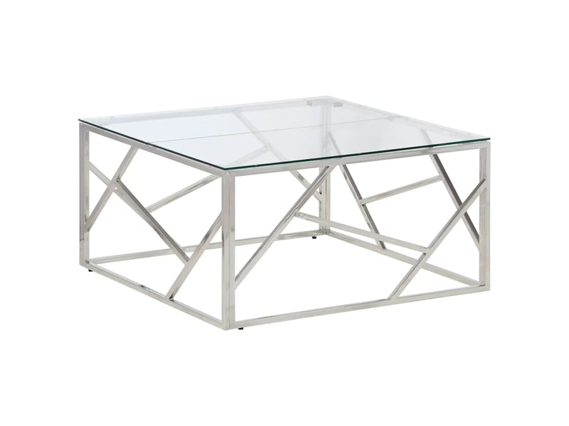  Table basse | table d'appoint salon argenté acier inoxydable et verre trempé shl8230  - Conforama A