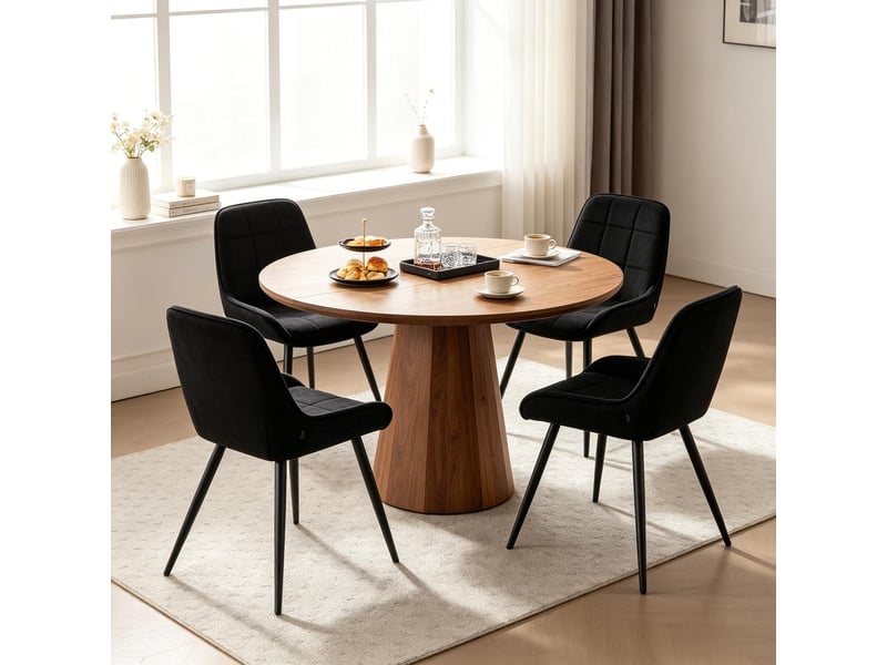  Lot de 4 chaises de salle à manger,43x52,5x81,5 cm,réglables,velours,noir  - Conforama E