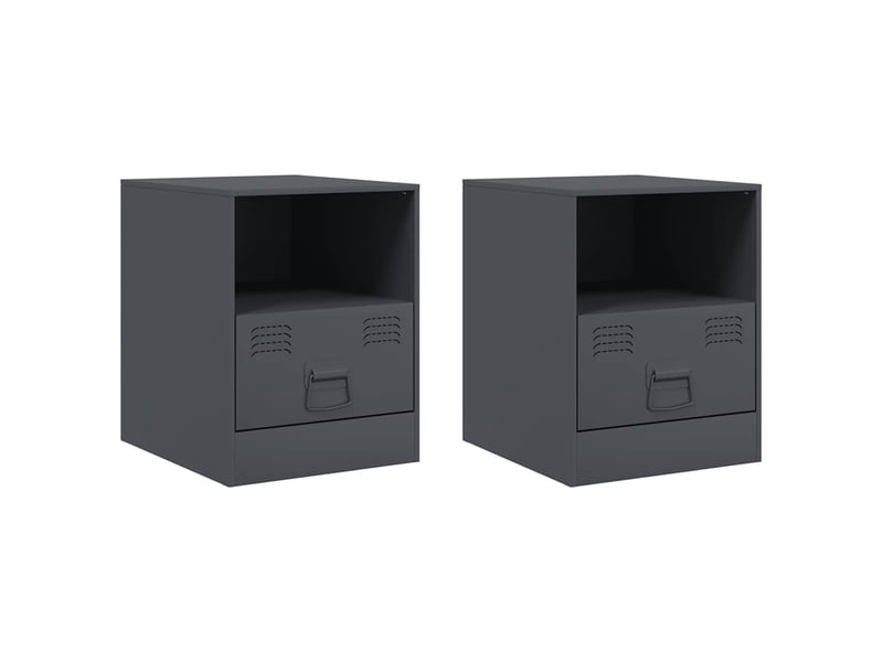  Lot de 2 tables de chevet - cabinet de chevet - table de nuit anthracite 34,5x39x44 cm acier  - Conforama A