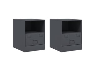 Lot de 2 tables de chevet - cabinet de chevet - table de nuit anthracite 34,5x39x44 cm acier