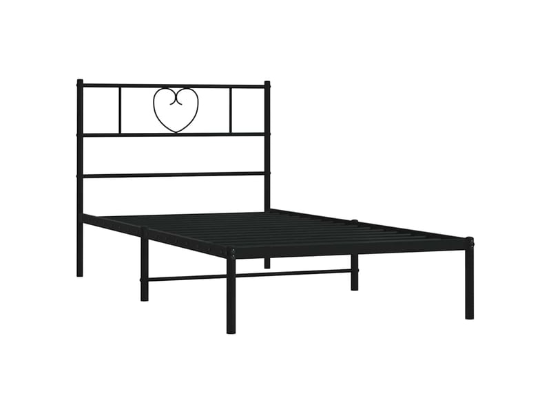  Lit simple- lit adulte -  cadre de lit métal sans matelas avec tête de lit noir 100x200cm  - Conforama D