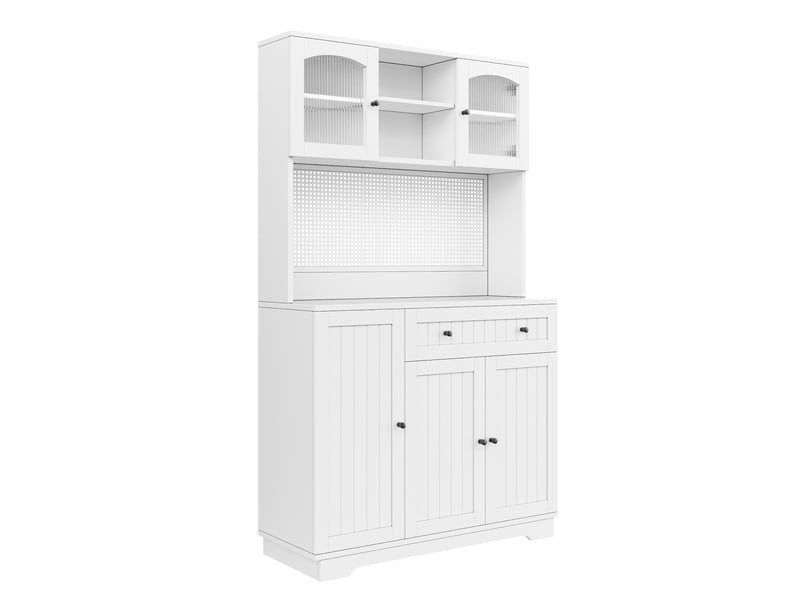  Meuble de cuisine muvano, buffet de cuisine blanc avec vitrine et tiroir, 103,5 × 40 × 180 cm  - Conforama A