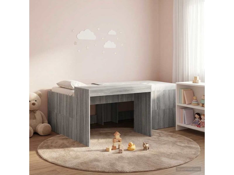  Lit haut pour enfants - lit jeune avec bureau sonoma gris 80 x 200 cm  - Conforama B