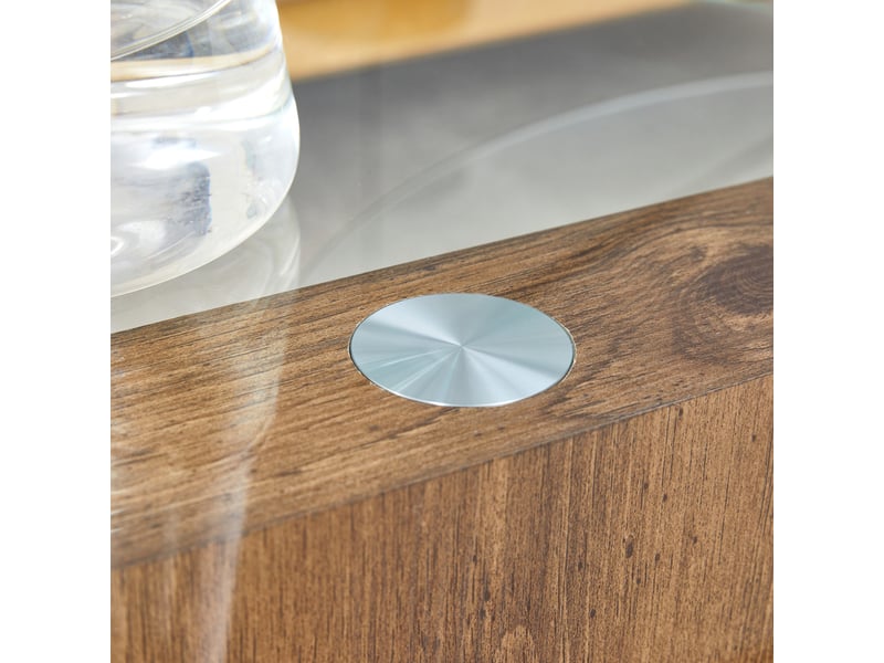 Table basse à plateaux superposés en mdf et verre trempé pour salon ø 49,8 et 69,8 cm finition bois - Conforama D