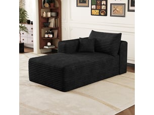 Canapé d'angle compressé droit fixe <strong>HAUSS SPOLE</strong> <strong></strong> 1 place Velours côtelé Noir