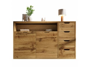 Buffet 2 porte(s) 4 tiroir(s) - 150 cm coloris naturel