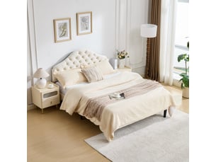 Lit 2 places 140x200 cm OOIILLEE Luxe haut de gamme coloris beige