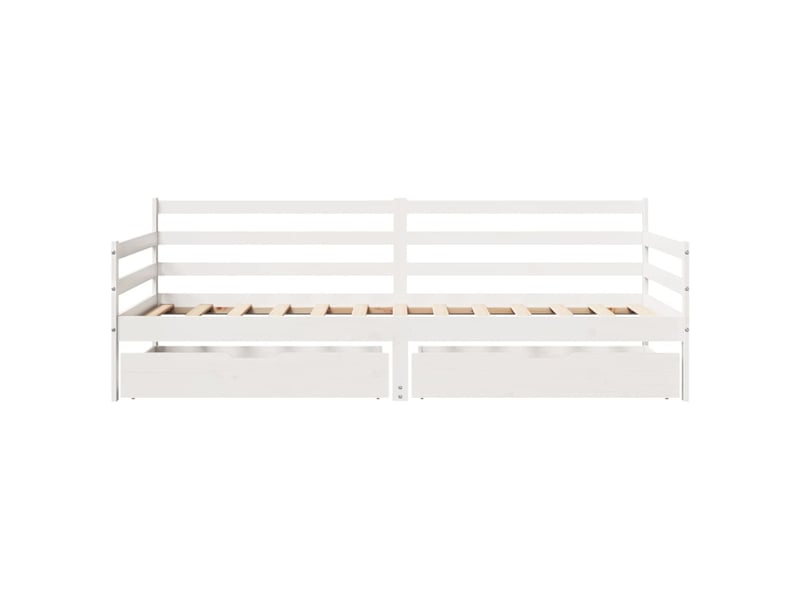  Lit simple- lit adulte -  lit de jour et tiroirs sans matelas blanc 90x200 cm bois massif  - Conforama C