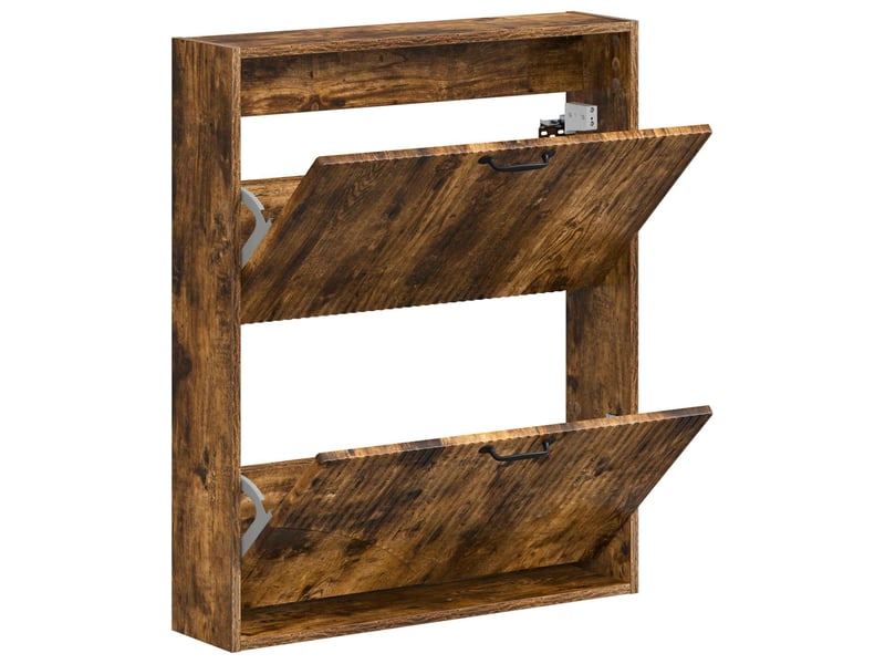  Meuble à chaussures mural, armoire à chaussures hoorn 71x17x86 cm chêne fumé  - Conforama C