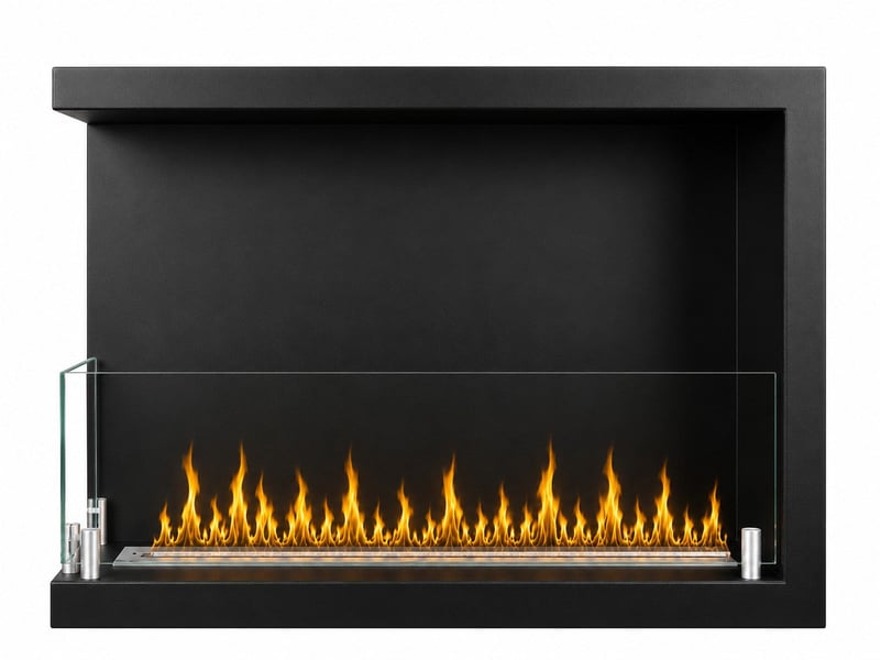  Sutri 60 - cheminée d'angle gauche encastrable au bioéthanol 60x45x22,4 cm avec brûleur en acier de 1,5 litre  - Conforama A