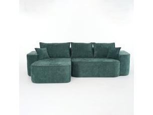 Canapé d'angle en l avec méridienne 262 cm chenille verte sans montage