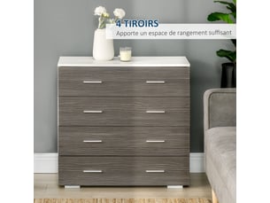 Chiffonnier 4 tiroir(s)    <strong></strong> <strong></strong> coloris gris largeur 76 cm hauteur 72 cm
