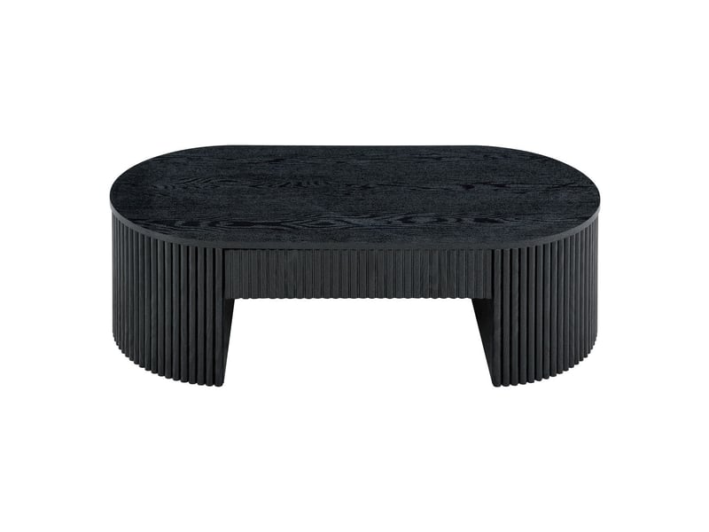  Table basse avec rangement tiroir de rangement design à rainures forme ovale noire table de salon stable  - Conforama A