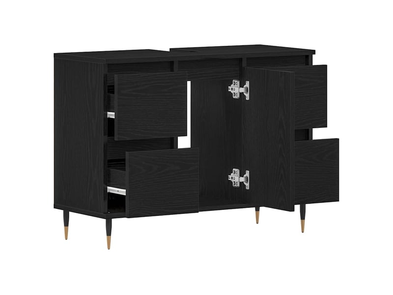  Meuble de lavabo de salle de bain, armoire de bain chêne noir 80 x 33 x 60 cm cf65538  - Conforama E