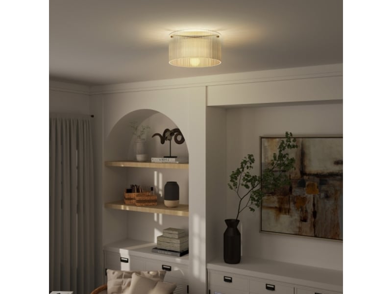  Plafonnier moderne en métal avec abat-jour en acrylique, compatible ampoules halogènes et led  - Conforama D