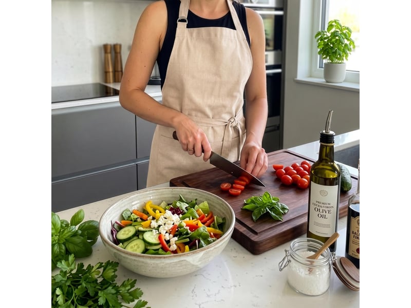  Tablier de cuisine en coton 60x80 cm chambray rose, par soleil d'ocre  - Conforama A