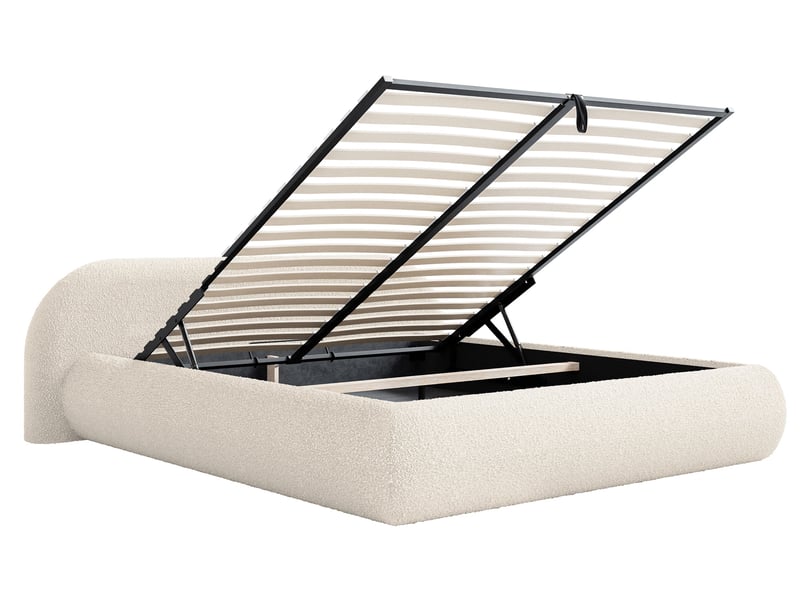  Selsey shels - lit rembourré - 200x200 cm - bouclé crème Shels Low - Conforama D