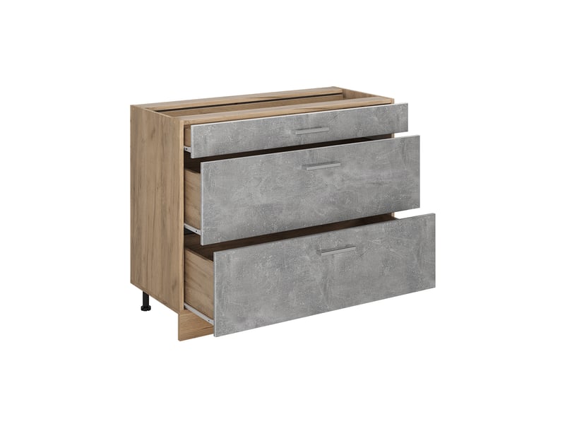 Vicco meuble cuisine, bétonchêne doré, 100cm plan de travail chêne doré - Conforama C