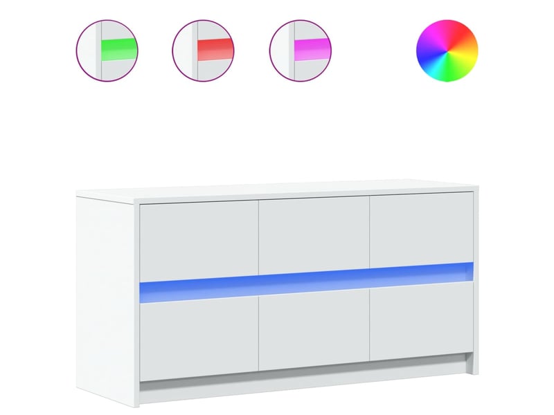  Meuble tv - banc tv - meuble de rangement avec led blanc 100x34x50 cm bois d'ingénierie  - Conforama A