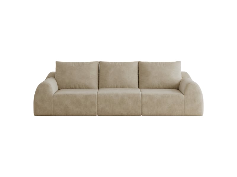 Canapé droit 3 places, canapé compressé en chenille, 257 x 95 x 85 cm, mousse haute élasticité, kaki  - Conforama A