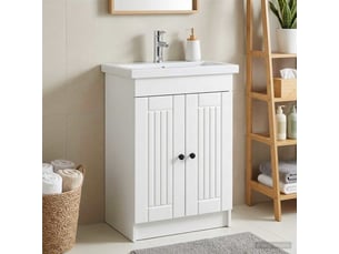 Armoire sous évier de salle de bain, meuble de rangement blanc 56x37.5x81 cm shl8993