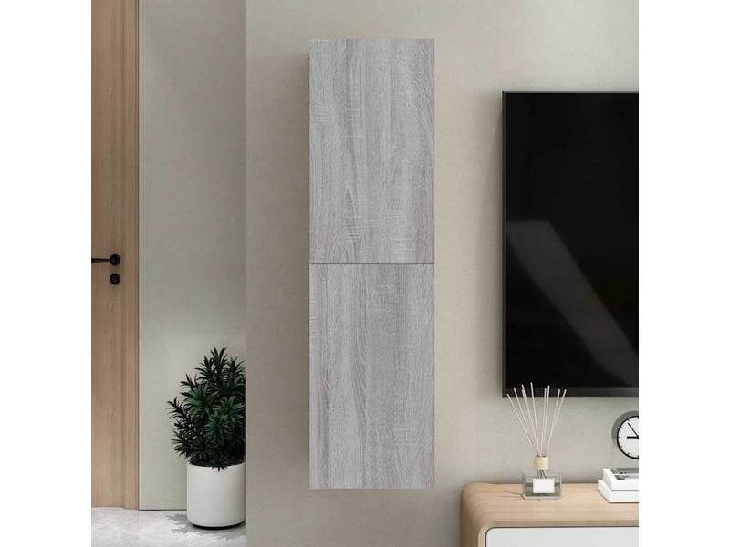  Meuble tv - banc tv - meuble de rangement mural sonoma gris 30,5x30x110 cm  - Conforama D