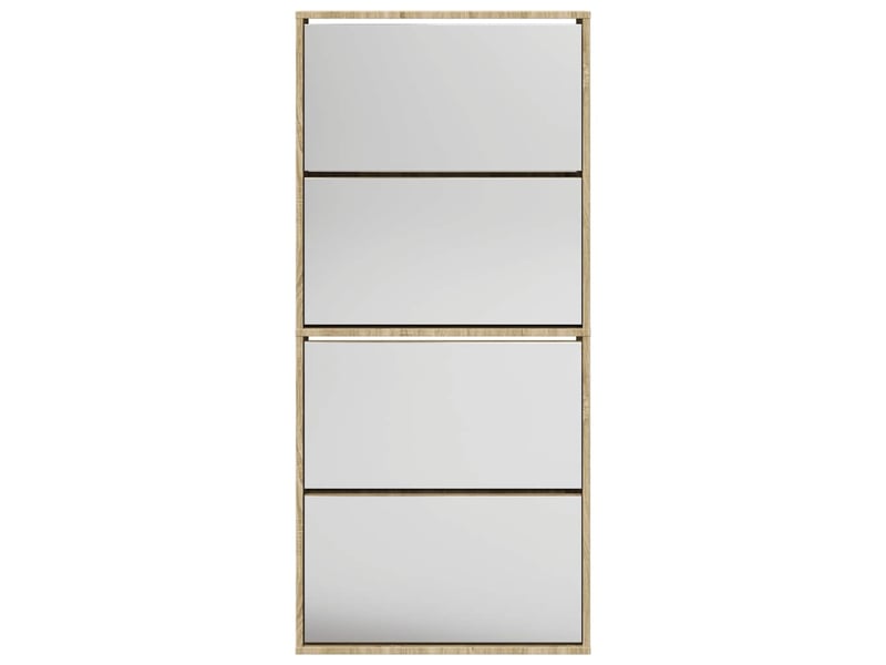  Meuble à chaussures 4 étagères avec miroir 63x17x134 cm chêne  - Conforama D