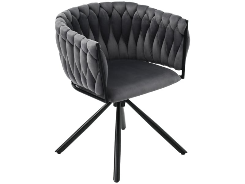  Lot de 6 chaises de salle à manger, chaise pivotante avec 4 pieds de support en métal, grise, en velours  - Conforama A