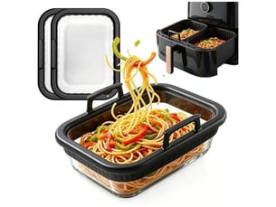 Plat cuisson verre resistant four a air chaud double zone lot de 2 poignées silicone amovibles