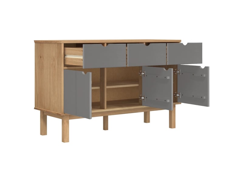  Buffet - bahut - meuble de rangement otta marron et gris 114x43x73,5 cm bois massif pin  - Conforama D