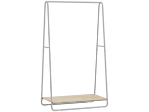 Portant à vêtement 3 en 1, portemanteau avec porte-chaussures, gris, tringles supérieures et latérales