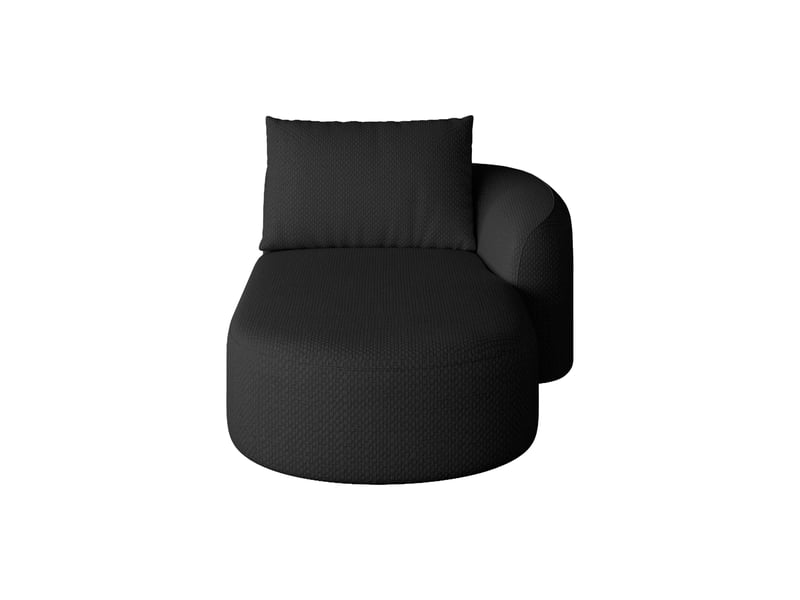 Méridienne droite noire canapé 1 place en tissu chenille doux, design élégant pour salon, mousse haute résilience - Conforama R