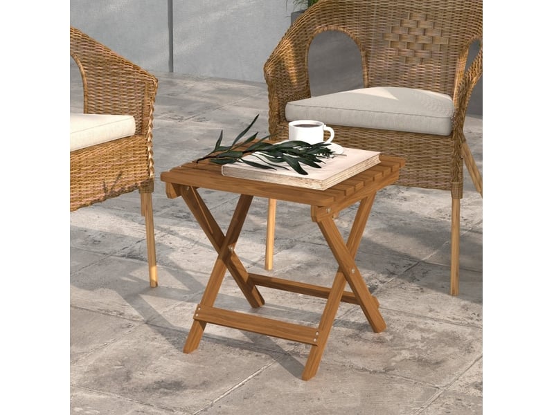 Table d'extérieur pliante lot de 2 avec plateau à lattes en bois d'acacia pour terrasse et jardin marron - Conforama B