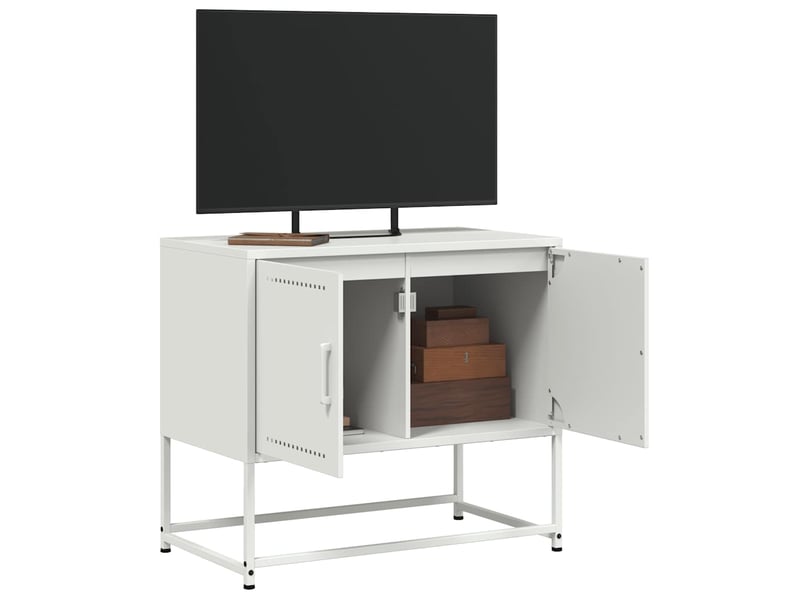  Meuble tv - banc tv - meuble de rangement blanc 68,5x39x60,5 cm acier  - Conforama E