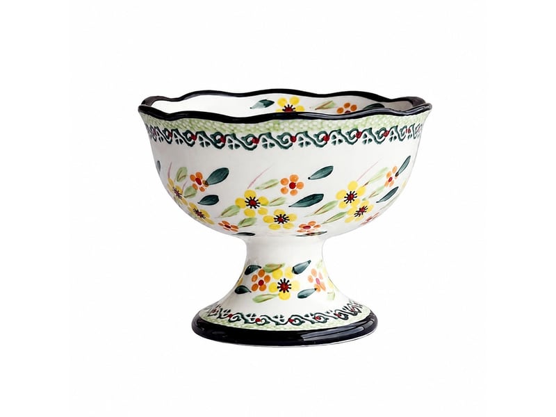  Coupe à glace sur pied en porcelaine, fleurs de printemps  - Conforama A