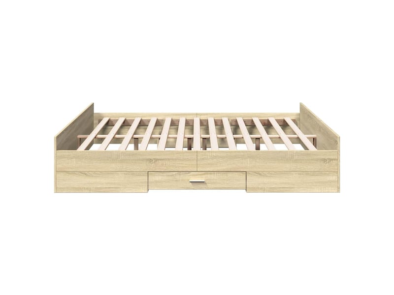  Lit double- lit adulte -  cadre de lit avec tiroirs sans matelas chêne sonoma 200x200 cm  - Conforama D
