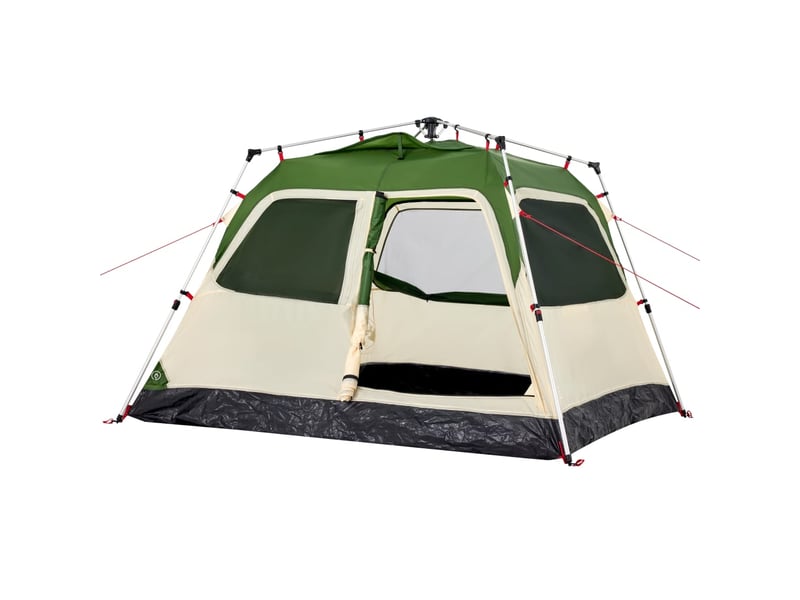 Tente de camping, tente à dôme 4 personnes vert libération rapide shl27832 - Conforama E