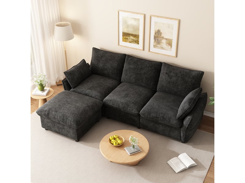  Canapé d'angle réversible fixe 3 places tissu gris  - Conforama E
